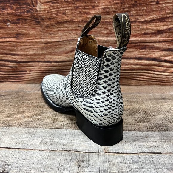 Men's Wéstern Vaquero Half boot PYTHON Print Leather Botin punta cuadrada - Picture 5 of 6